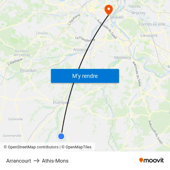Arrancourt to Athis-Mons map