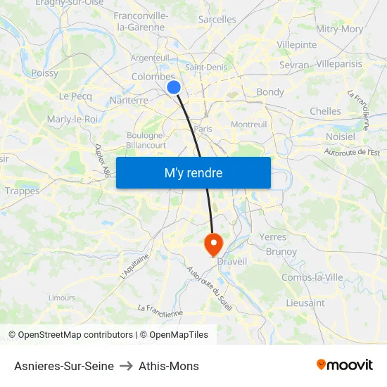Asnieres-Sur-Seine to Athis-Mons map