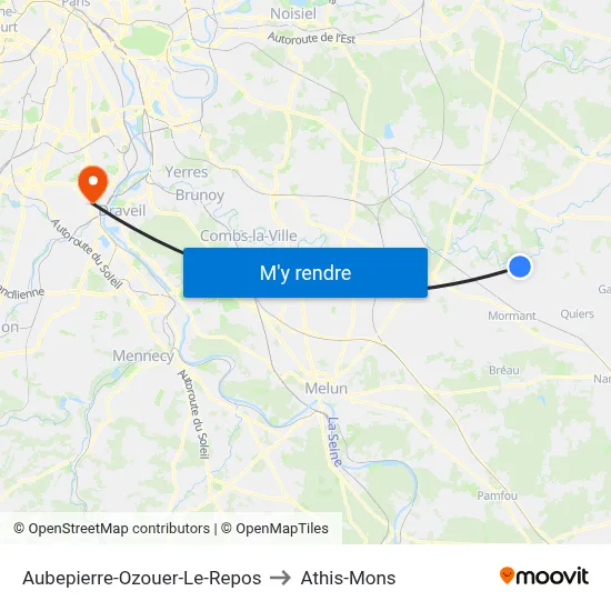 Aubepierre-Ozouer-Le-Repos to Athis-Mons map