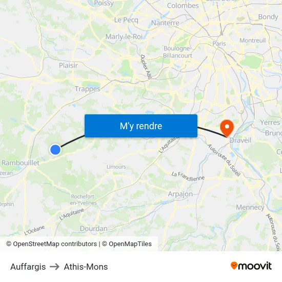 Auffargis to Athis-Mons map