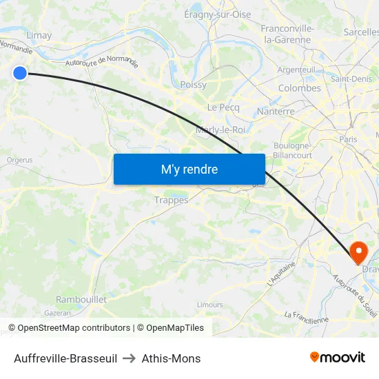 Auffreville-Brasseuil to Athis-Mons map