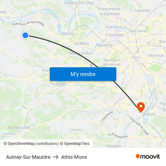 Aulnay-Sur-Mauldre to Athis-Mons map