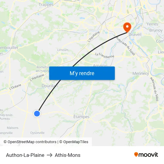 Authon-La-Plaine to Athis-Mons map