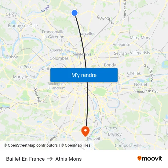 Baillet-En-France to Athis-Mons map