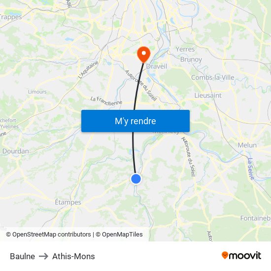 Baulne to Athis-Mons map