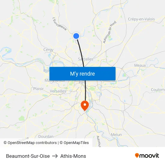 Beaumont-Sur-Oise to Athis-Mons map