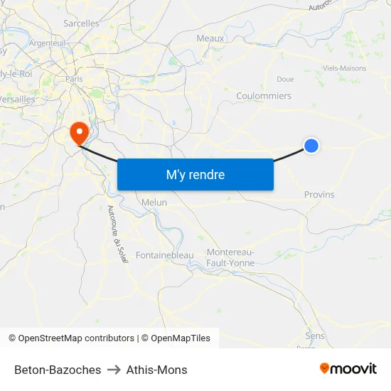 Beton-Bazoches to Athis-Mons map