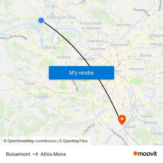 Boisemont to Athis-Mons map