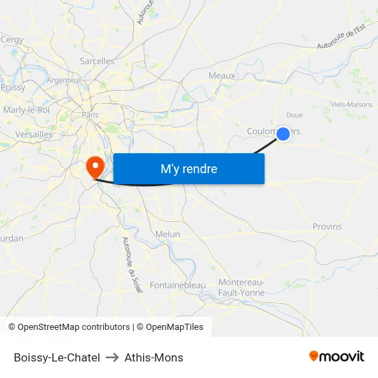 Boissy-Le-Chatel to Athis-Mons map