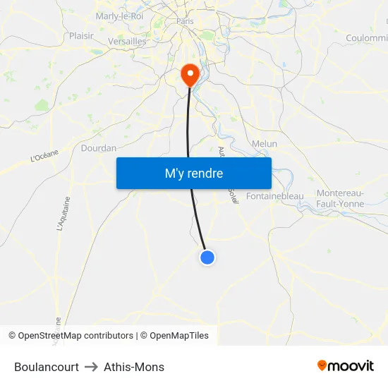 Boulancourt to Athis-Mons map