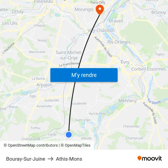 Bouray-Sur-Juine to Athis-Mons map