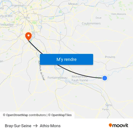 Bray-Sur-Seine to Athis-Mons map