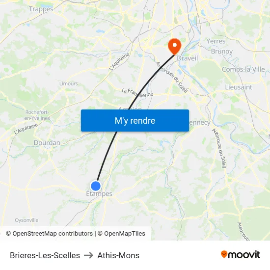 Brieres-Les-Scelles to Athis-Mons map