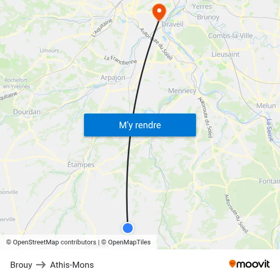 Brouy to Athis-Mons map
