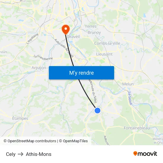 Cely to Athis-Mons map