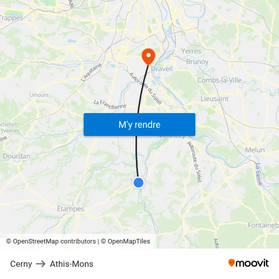Cerny to Athis-Mons map