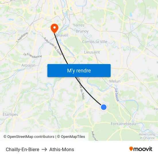 Chailly-En-Biere to Athis-Mons map