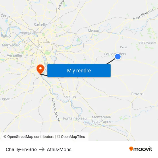 Chailly-En-Brie to Athis-Mons map