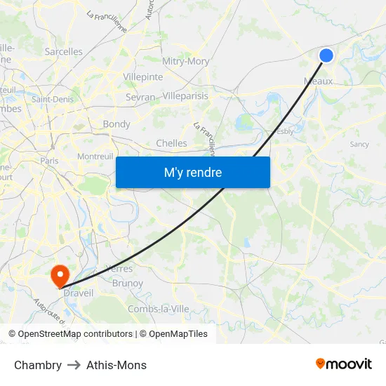 Chambry to Athis-Mons map