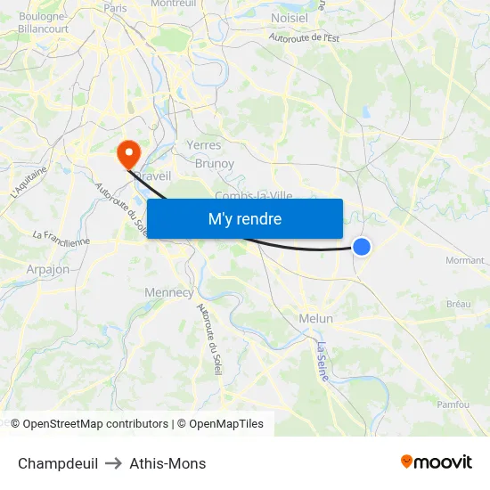 Champdeuil to Athis-Mons map