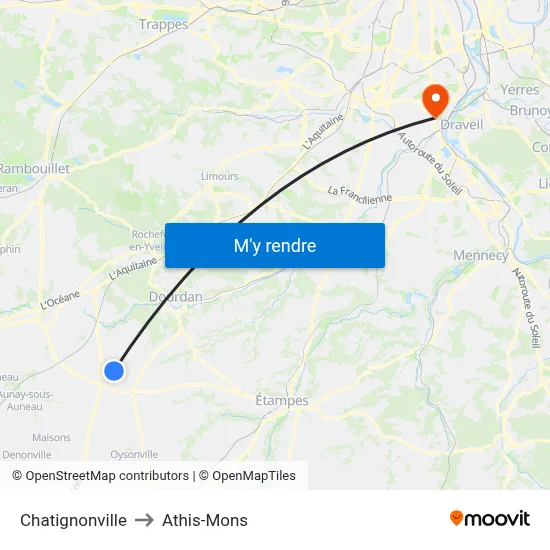 Chatignonville to Athis-Mons map
