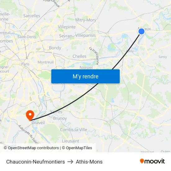 Chauconin-Neufmontiers to Athis-Mons map