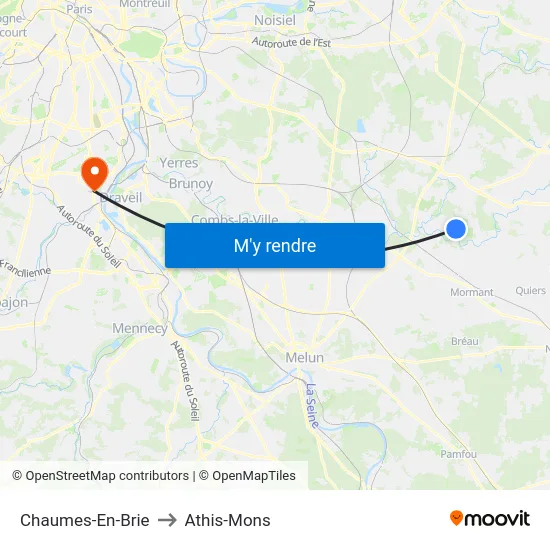 Chaumes-En-Brie to Athis-Mons map