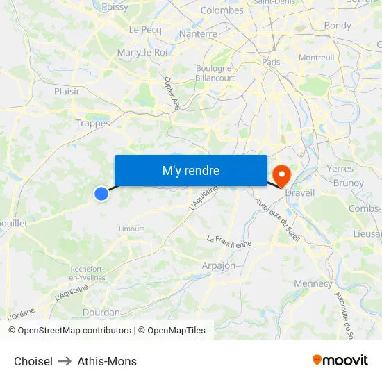 Choisel to Athis-Mons map