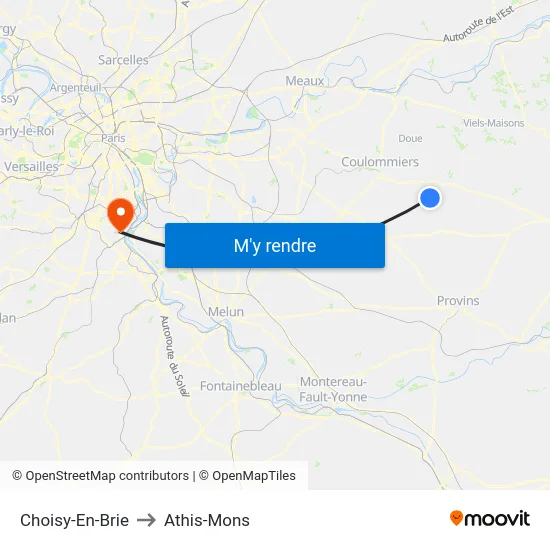 Choisy-En-Brie to Athis-Mons map