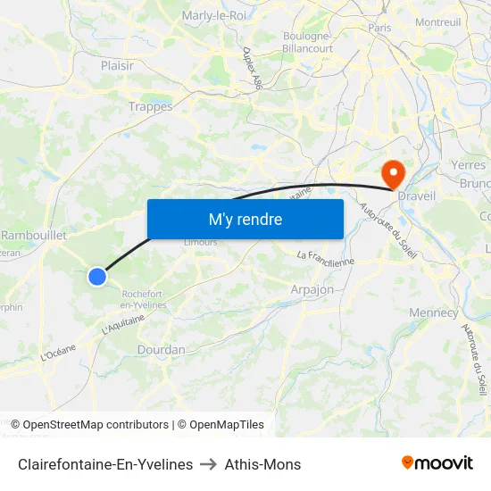 Clairefontaine-En-Yvelines to Athis-Mons map