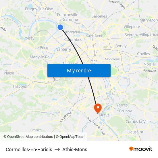 Cormeilles-En-Parisis to Athis-Mons map