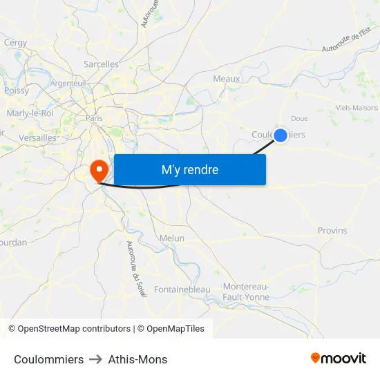 Coulommiers to Athis-Mons map