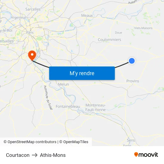 Courtacon to Athis-Mons map