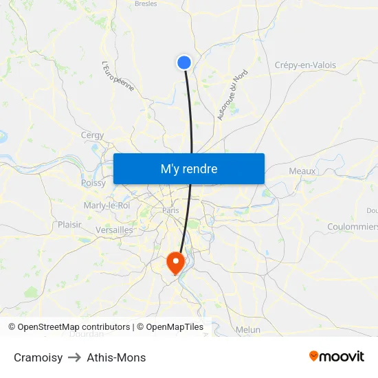 Cramoisy to Athis-Mons map