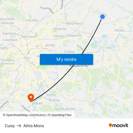 Cuisy to Athis-Mons map