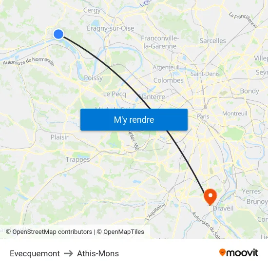 Evecquemont to Athis-Mons map