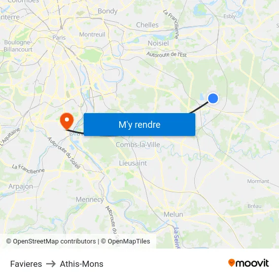 Favieres to Athis-Mons map
