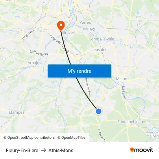 Fleury-En-Biere to Athis-Mons map