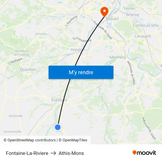 Fontaine-La-Riviere to Athis-Mons map