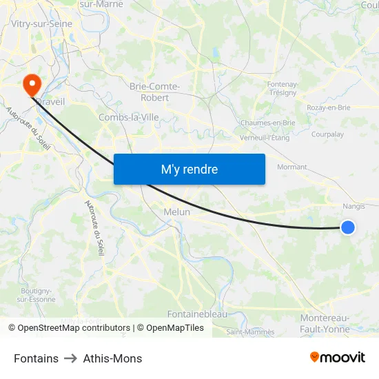 Fontains to Athis-Mons map