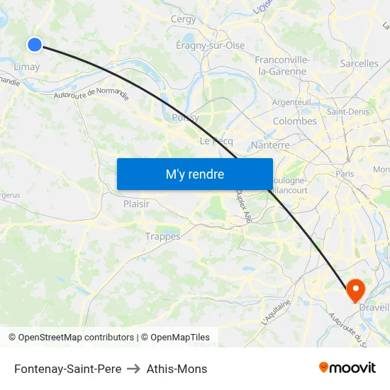 Fontenay-Saint-Pere to Athis-Mons map