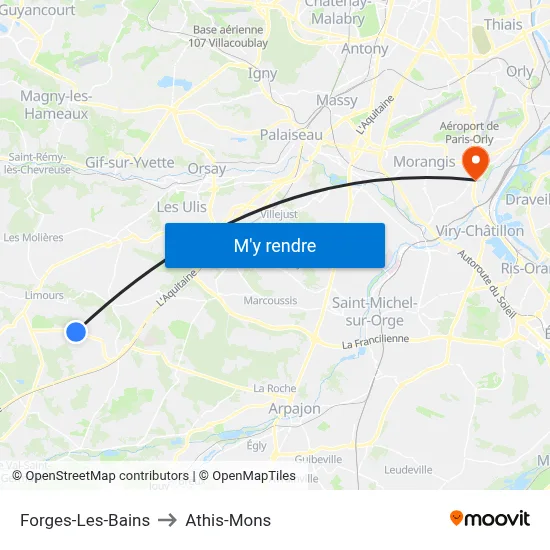 Forges-Les-Bains to Athis-Mons map