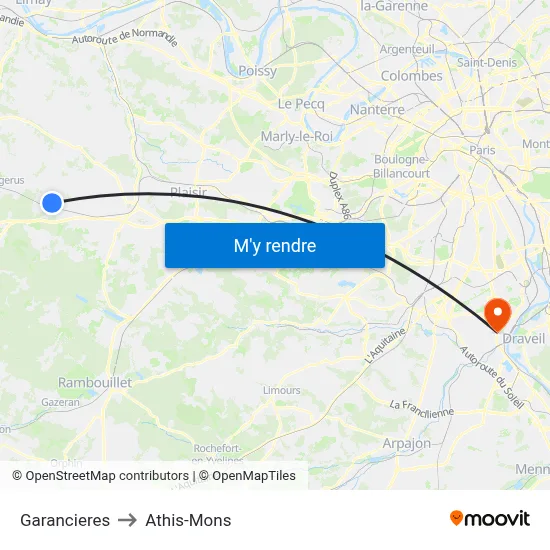 Garancieres to Athis-Mons map