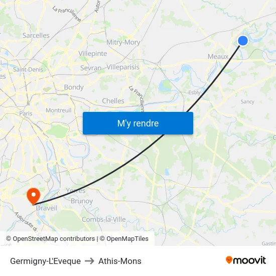 Germigny-L'Eveque to Athis-Mons map