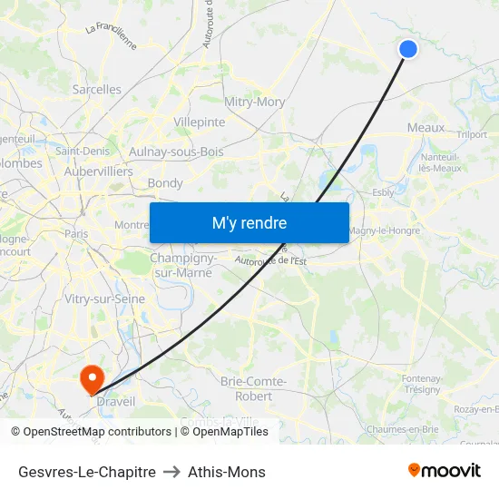 Gesvres-Le-Chapitre to Athis-Mons map