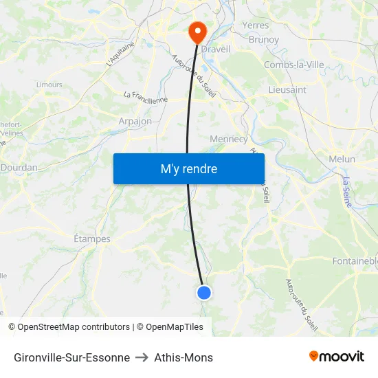 Gironville-Sur-Essonne to Athis-Mons map