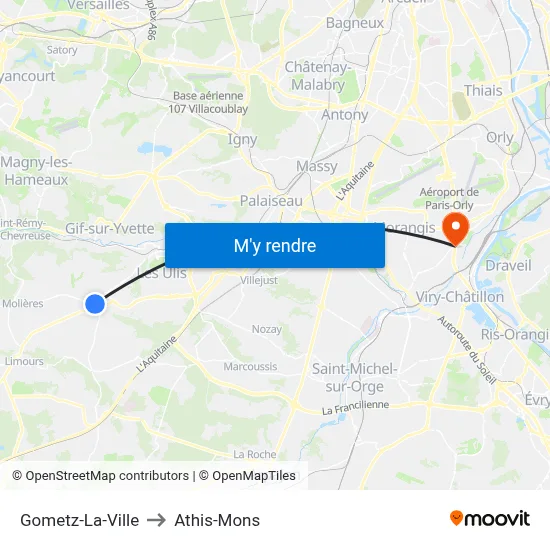 Gometz-La-Ville to Athis-Mons map