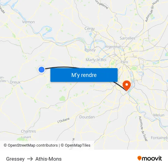 Gressey to Athis-Mons map