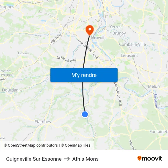Guigneville-Sur-Essonne to Athis-Mons map