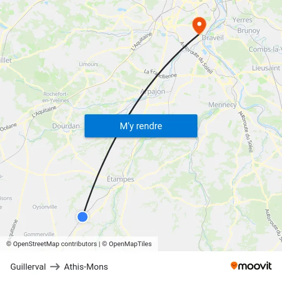 Guillerval to Athis-Mons map